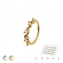 12PCS OF CZ MULTI SWIRL 316L SURGICAL STEEL HOOP NOSE RING BOX